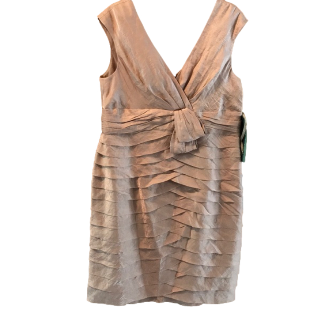 Jones Wear Taupe Layered V-Neck Cocktail Dress